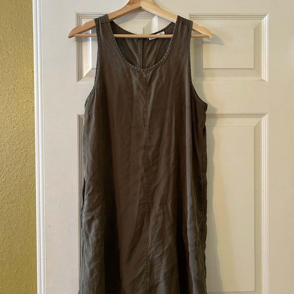 Brown Green Dex shift style dress M